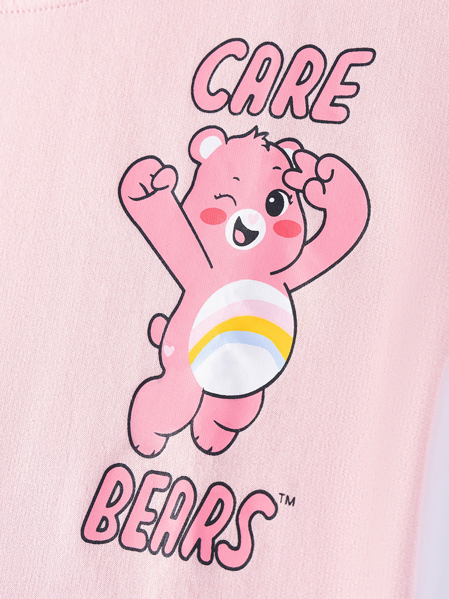 Summer Arrival Teddy Cartoon Pattern Short Sleeves Tulle Dress for Stylish Girls-1